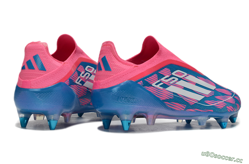 Men's Adidas F50 Elite Laceless SG Soft Ground Low-Tops Football Boots - Blue/Pink/White 6