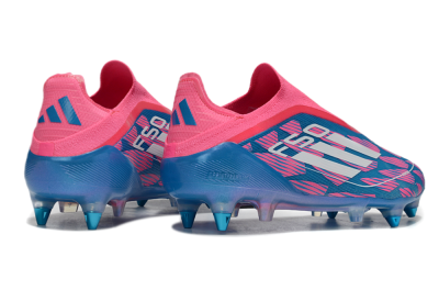 Men's Adidas F50 Elite Laceless SG Soft Ground Low-Tops Football Boots - Blue/Pink/White
