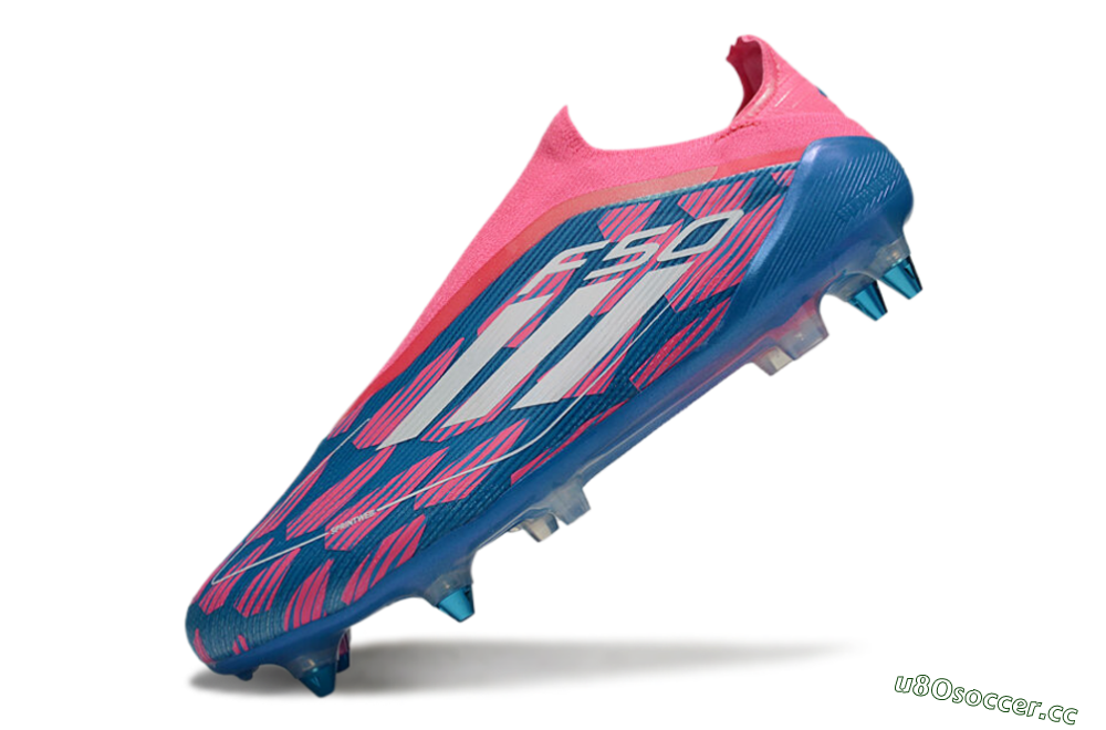 Men's Adidas F50 Elite Laceless SG Soft Ground Low-Tops Football Boots - Blue/Pink/White 5