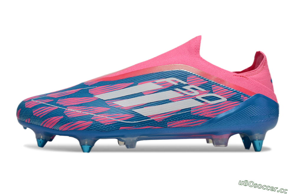 Men's Adidas F50 Elite Laceless SG Soft Ground Low-Tops Football Boots - Blue/Pink/White 0