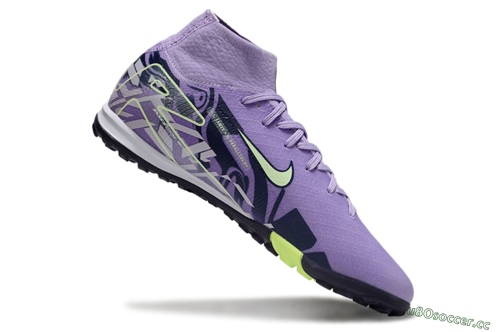 Men's Nike Air Zoom Mercurial Superfly 10 Elite TF Artificial Turf High-Tops Football Shoes - Purple/Yellow/White 4