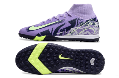 Men's Nike Air Zoom Mercurial Superfly 10 Elite TF Artificial Turf High-Tops Football Shoes - Purple/Yellow/White