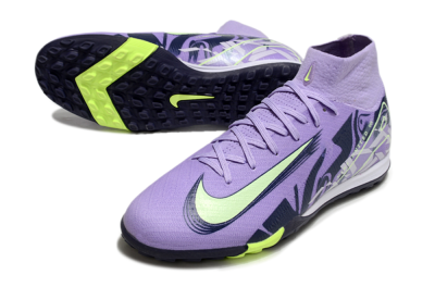 Men's Nike Air Zoom Mercurial Superfly 10 Elite TF Artificial Turf High-Tops Football Shoes - Purple/Yellow/White