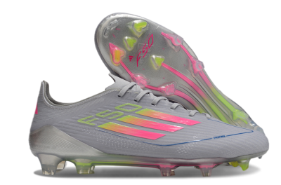 Men's Adidas F50 Elite FG Firm Ground Low-Tops Football Boots - Grey/Pink/Yellow