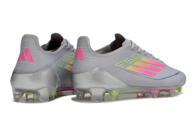 Men's Adidas F50 Elite FG Firm Ground Low-Tops Football Boots - Grey/Pink/Yellow