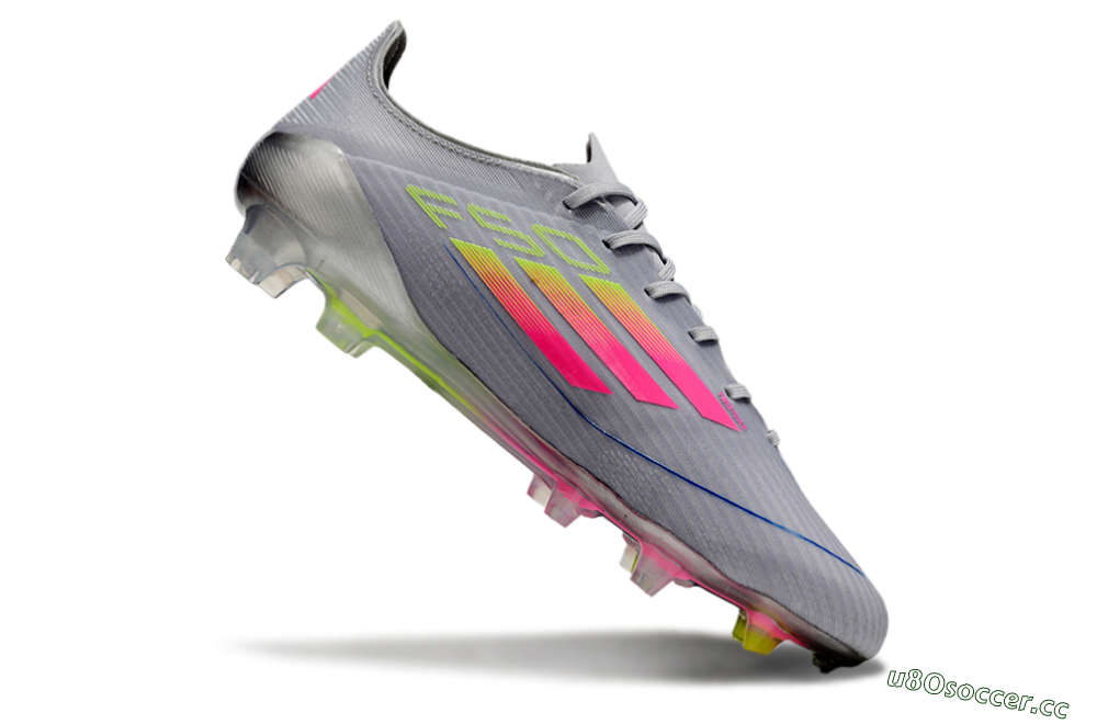 Men's Adidas F50 Elite FG Firm Ground Low-Tops Football Boots - Grey/Pink/Yellow 4