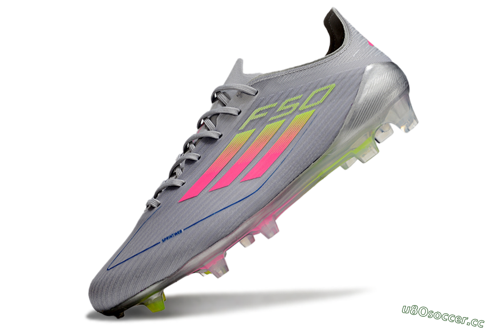Men's Adidas F50 Elite FG Firm Ground Low-Tops Football Boots - Grey/Pink/Yellow 5