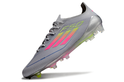 Men's Adidas F50 Elite FG Firm Ground Low-Tops Football Boots - Grey/Pink/Yellow