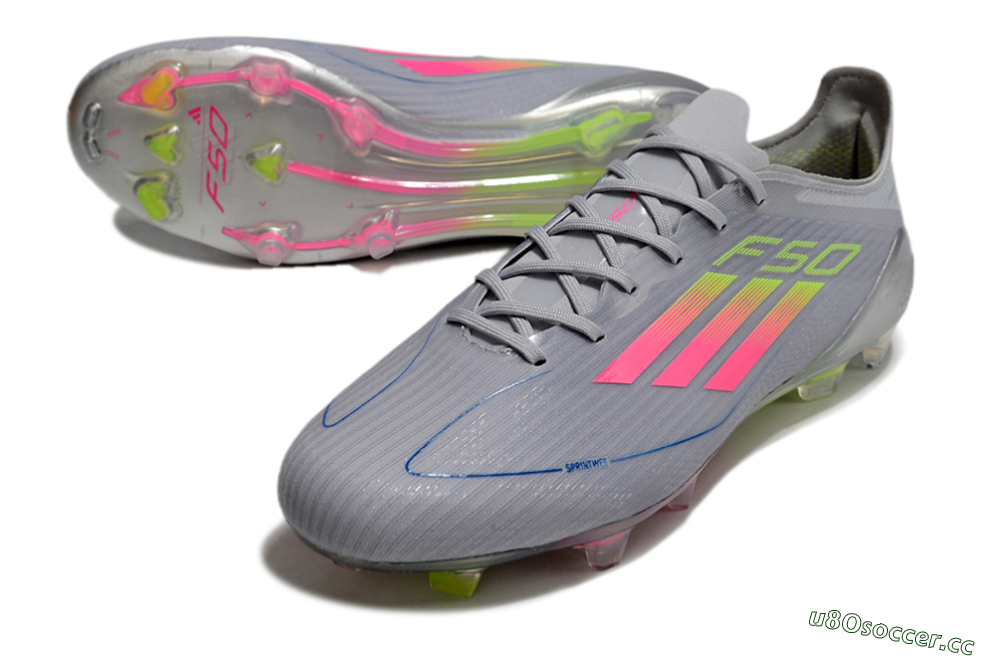Men's Adidas F50 Elite FG Firm Ground Low-Tops Football Boots - Grey/Pink/Yellow 3