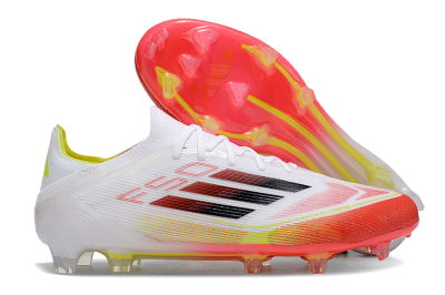 Men's Adidas F50 Elite FG Firm Ground Low-Tops Football Boots - White/Red/Yellow