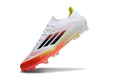 Men's Adidas F50 Elite FG Firm Ground Low-Tops Football Boots - White/Red/Yellow