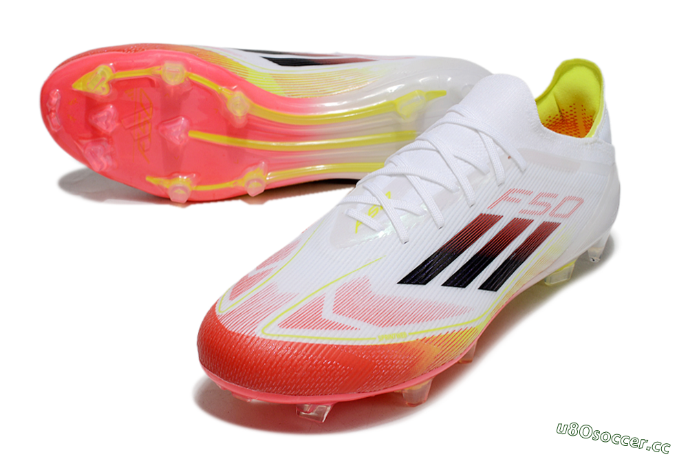 Men's Adidas F50 Elite FG Firm Ground Low-Tops Football Boots - White/Red/Yellow 3
