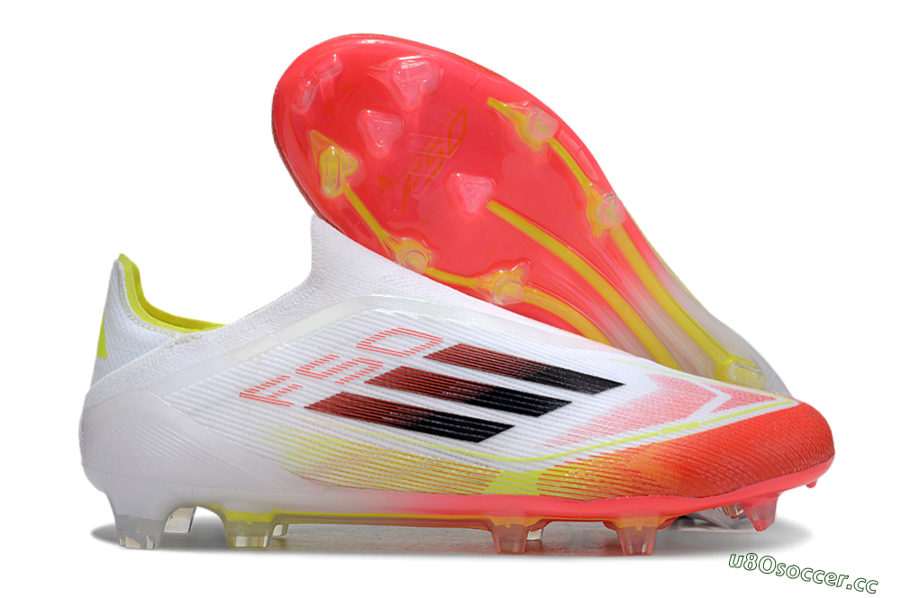 Men's Adidas F50 Elite Laceless FG Firm Ground Low-Tops Football Boots - White/Red/Yellow 2