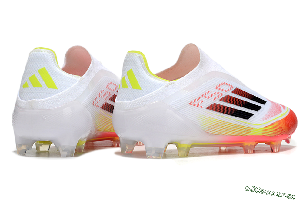 Men's Adidas F50 Elite Laceless FG Firm Ground Low-Tops Football Boots - White/Red/Yellow 6