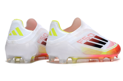 Men's Adidas F50 Elite Laceless FG Firm Ground Low-Tops Football Boots - White/Red/Yellow