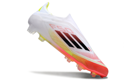 Men's Adidas F50 Elite Laceless FG Firm Ground Low-Tops Football Boots - White/Red/Yellow