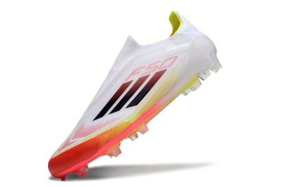 Men's Adidas F50 Elite Laceless FG Firm Ground Low-Tops Football Boots - White/Red/Yellow