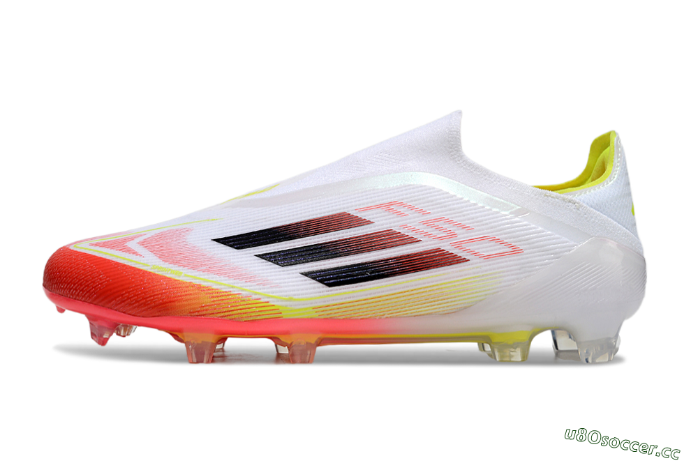Men's Adidas F50 Elite Laceless FG Firm Ground Low-Tops Football Boots - White/Red/Yellow 0