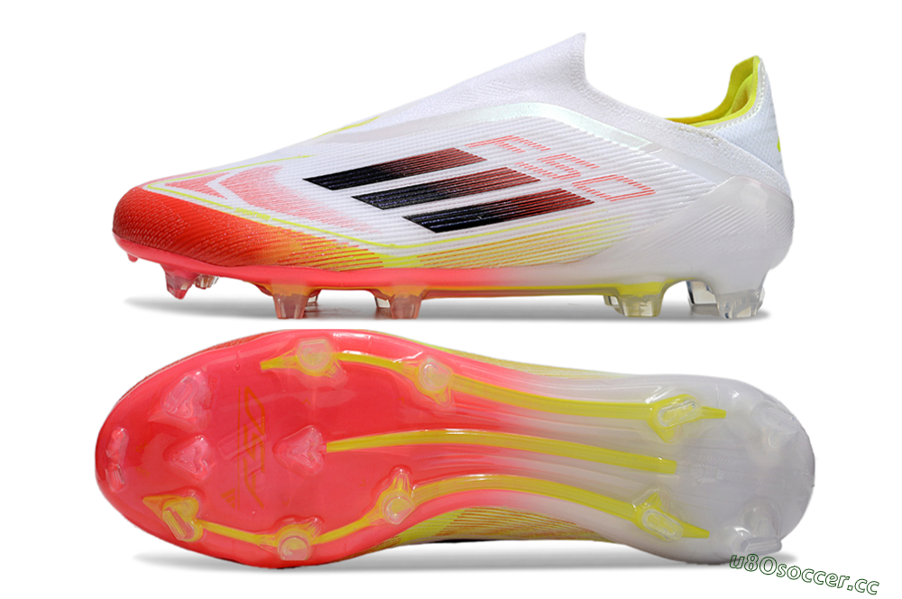 Men's Adidas F50 Elite Laceless FG Firm Ground Low-Tops Football Boots - White/Red/Yellow 1