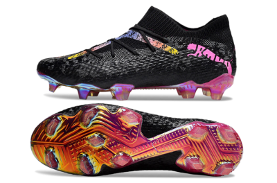 Men's Puma Future Ultimate FG Firm Ground Low-Tops Football Boots - Black/Pink/Yellow