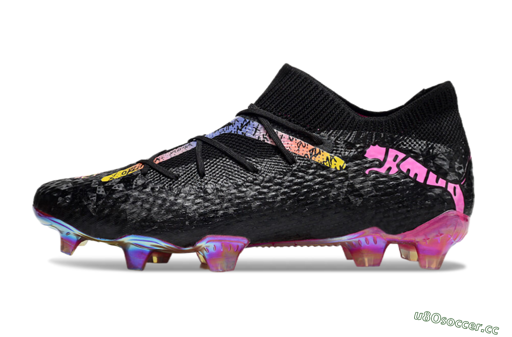 Men's Puma Future Ultimate FG Firm Ground Low-Tops Football Boots - Black/Pink/Yellow 0