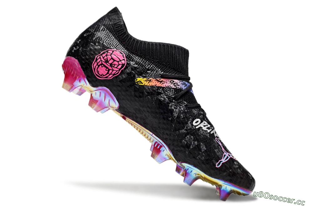 Men's Puma Future Ultimate FG Firm Ground Low-Tops Football Boots - Black/Pink/Yellow 4