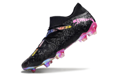 Men's Puma Future Ultimate FG Firm Ground Low-Tops Football Boots - Black/Pink/Yellow