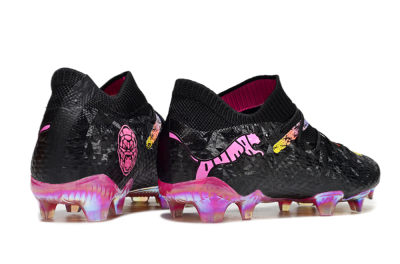 Men's Puma Future Ultimate FG Firm Ground Low-Tops Football Boots - Black/Pink/Yellow