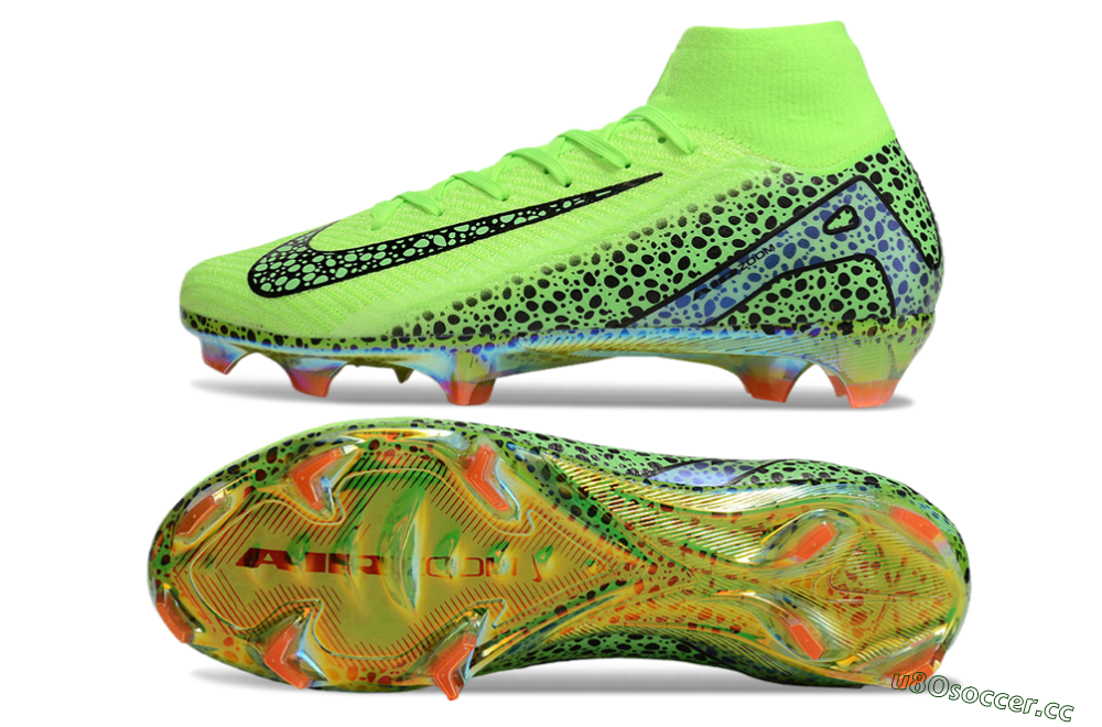 Unisex Nike Air Zoom Mercurial Superfly 10 Elite FG Firm Ground High-Tops Football Boots - Yellow/Black/Leopard 1