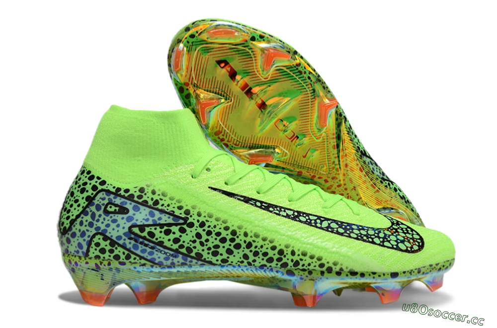 Unisex Nike Air Zoom Mercurial Superfly 10 Elite FG Firm Ground High-Tops Football Boots - Yellow/Black/Leopard 2