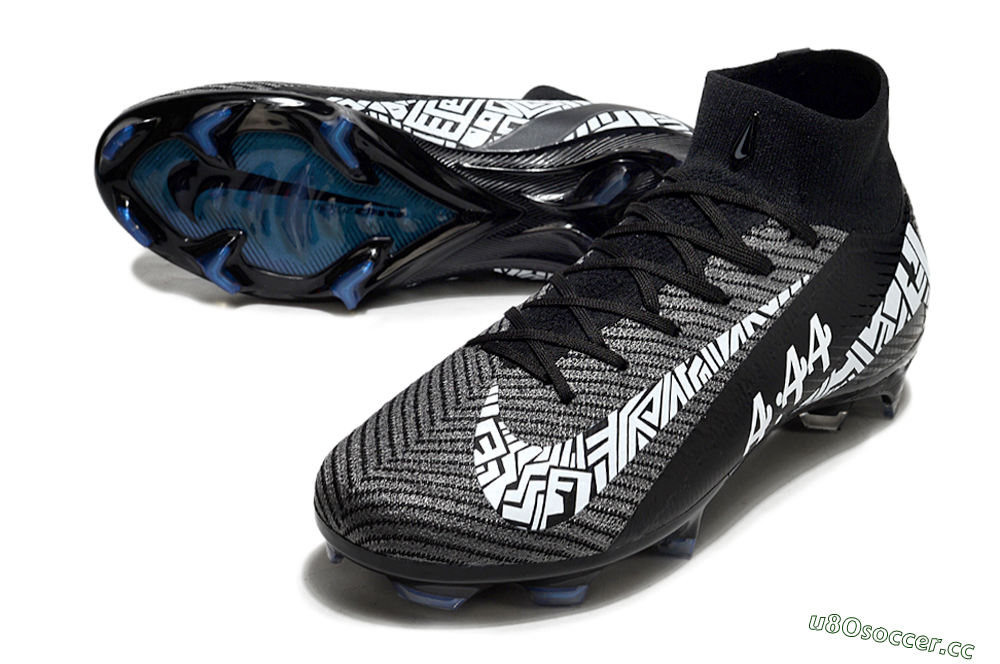 Unisex Nike Air Zoom Mercurial Superfly 10 Elite FG Firm Ground High-Tops Football Boots - Black/White/Blue 3
