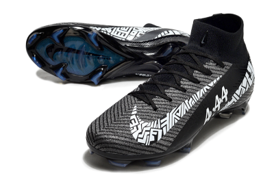Unisex Nike Air Zoom Mercurial Superfly 10 Elite FG Firm Ground High-Tops Football Boots - Black/White/Blue