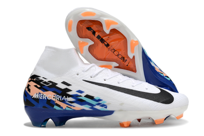 Unisex Nike Air Zoom Mercurial Superfly 10 Elite FG Firm Ground High-Tops Football Boots - White/Blue/Orange