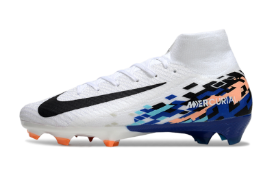 Unisex Nike Air Zoom Mercurial Superfly 10 Elite FG Firm Ground High-Tops Football Boots - White/Blue/Orange