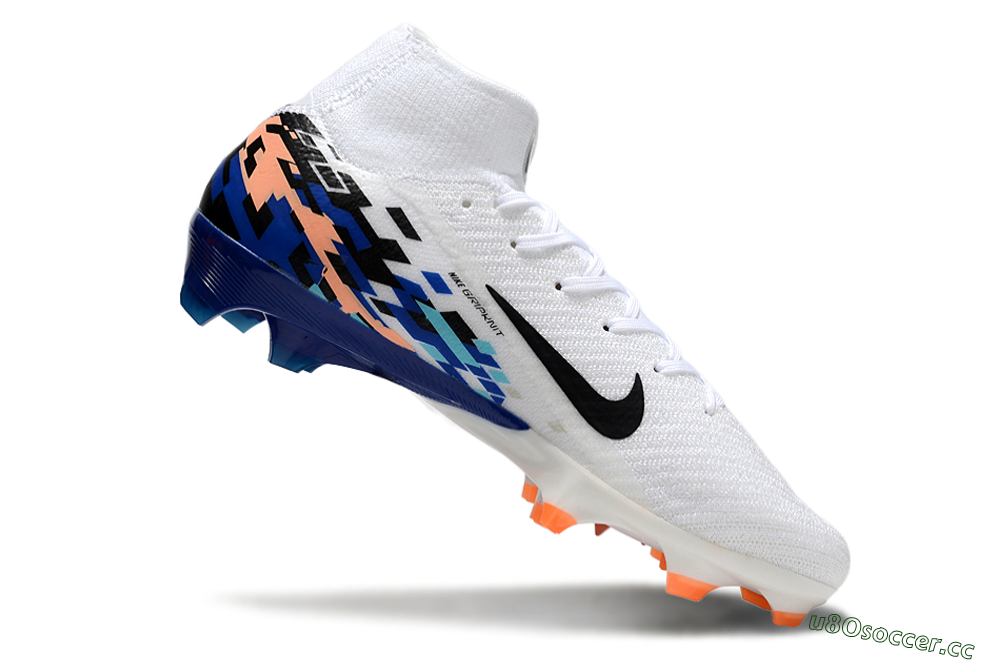 Unisex Nike Air Zoom Mercurial Superfly 10 Elite FG Firm Ground High-Tops Football Boots - White/Blue/Orange 4