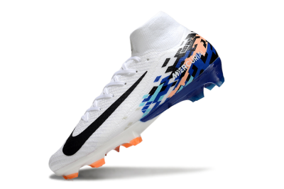 Unisex Nike Air Zoom Mercurial Superfly 10 Elite FG Firm Ground High-Tops Football Boots - White/Blue/Orange