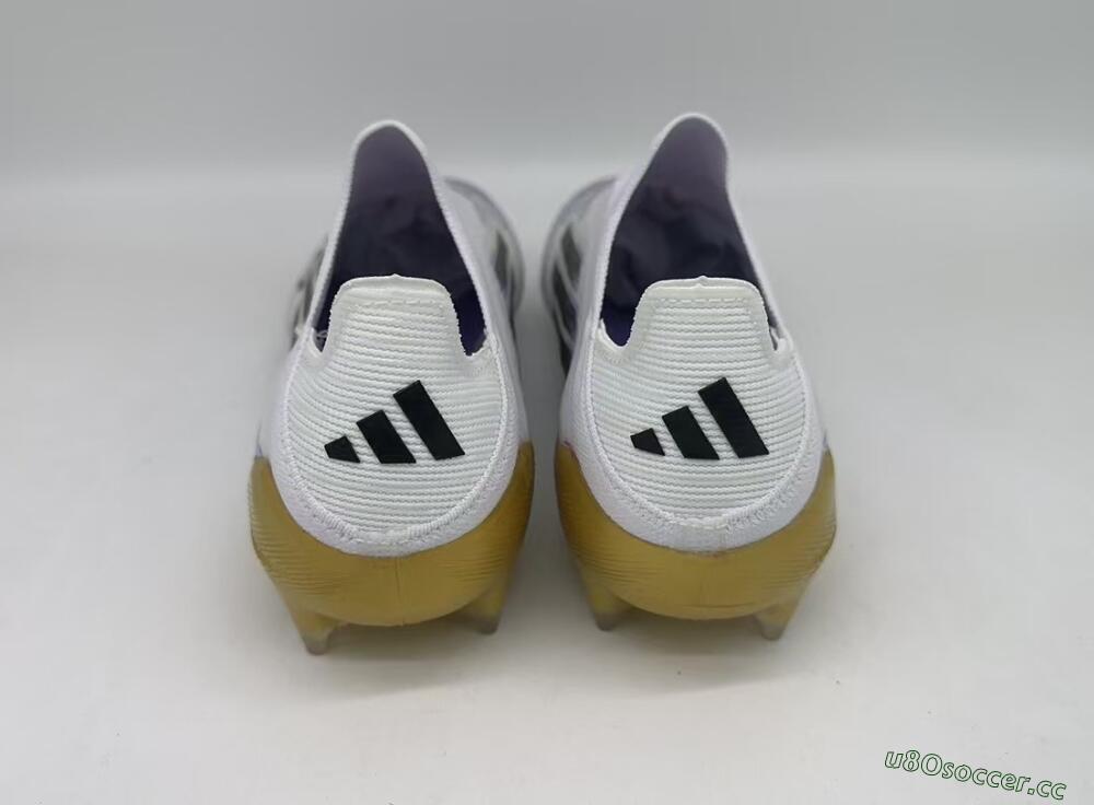 Men's Adidas F50 Elite Laceless FG Firm Ground Low-Tops Football Boots - White/Black/Gold