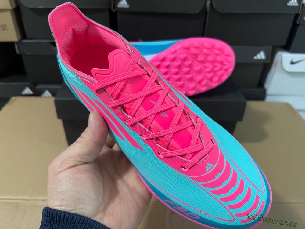 Unisex Adidas F50 Elite TF Artificial Turf Low-Tops Football Shoes - Jade/Pink/White