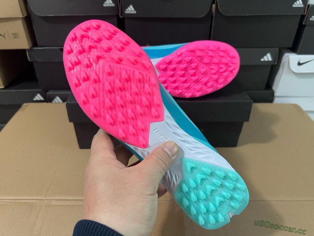 Unisex Adidas F50 Elite TF Artificial Turf Low-Tops Football Shoes - Jade/Pink/White