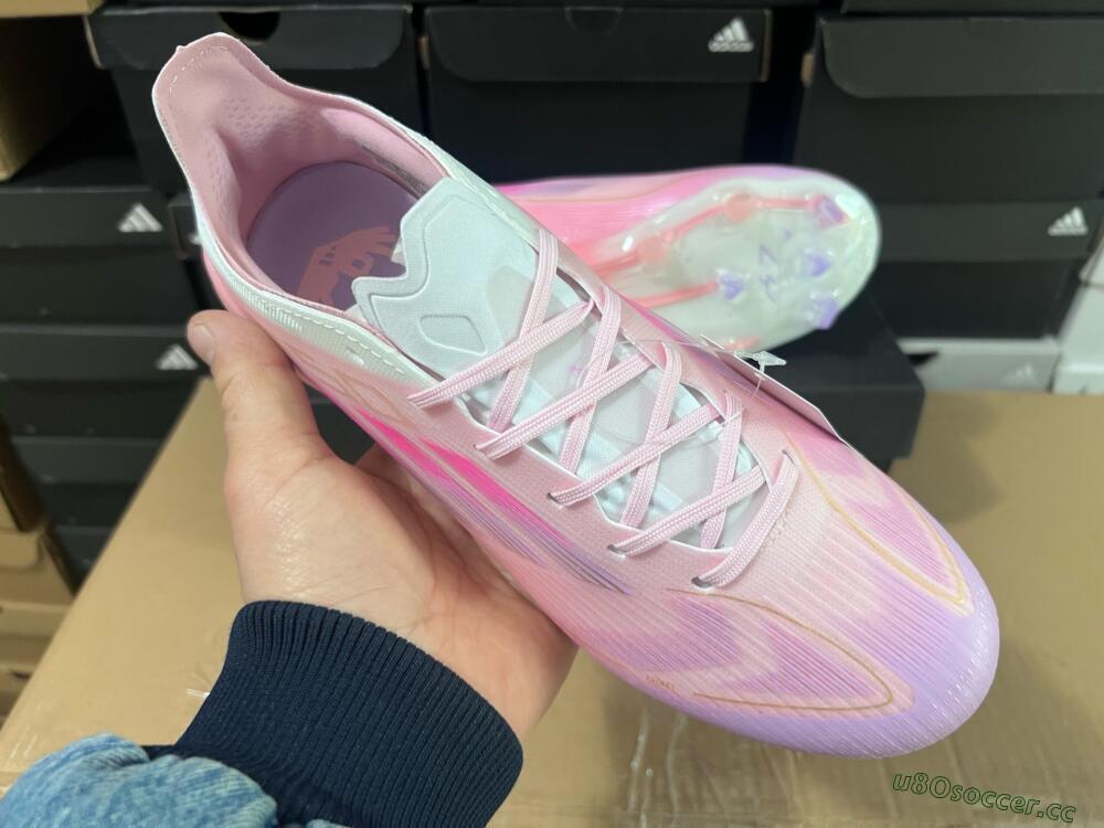 Men's Adidas F50 Elite FG Firm Ground Low-Tops Football Boots - Pink/White/Gold