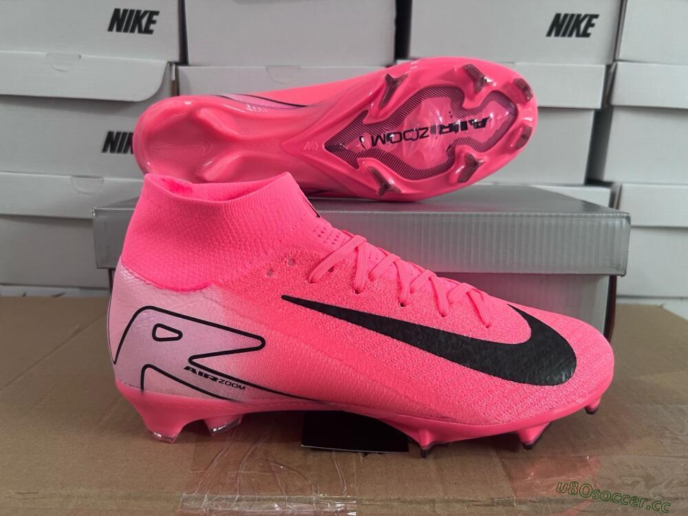 Unisex Nike Air Zoom Mercurial Superfly 10 Elite FG Firm Ground High-Tops Football Boots - Pink/Black