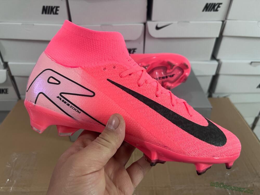 Unisex Nike Air Zoom Mercurial Superfly 10 Elite FG Firm Ground High-Tops Football Boots - Pink/Black