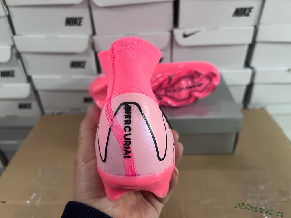 Unisex Nike Air Zoom Mercurial Superfly 10 Elite FG Firm Ground High-Tops Football Boots - Pink/Black