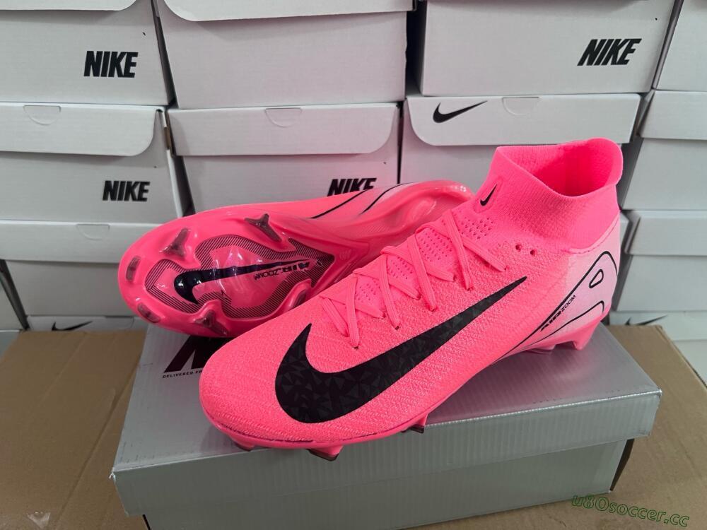 Unisex Nike Air Zoom Mercurial Superfly 10 Elite FG Firm Ground High-Tops Football Boots - Pink/Black