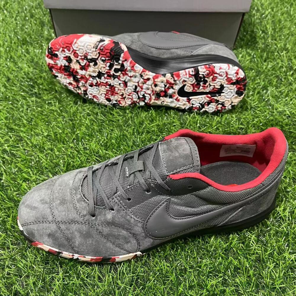 Unisex Nike Premier 2 Sala IC Indoor & Futsal Low-Tops Football Shoes - Grey/Black/Red