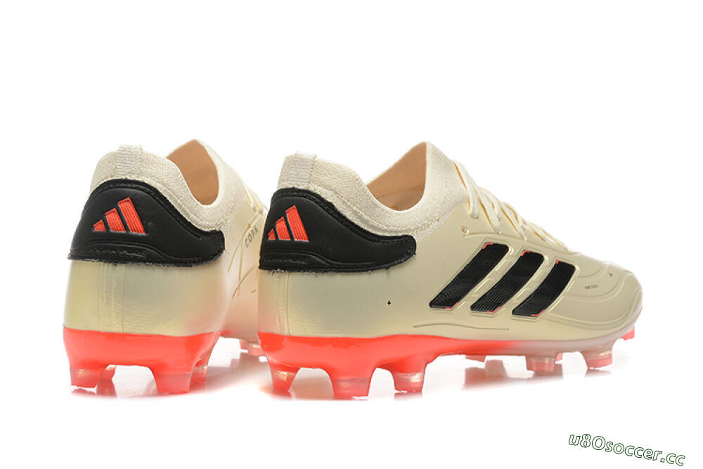 Men's Adidas Copa Pure 2+ FG Firm Ground Low-Tops Football Boots - Beige/Black/Red 9