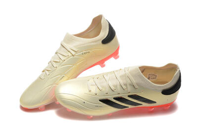 Men's Adidas Copa Pure 2+ FG Firm Ground Low-Tops Football Boots - Beige/Black/Red