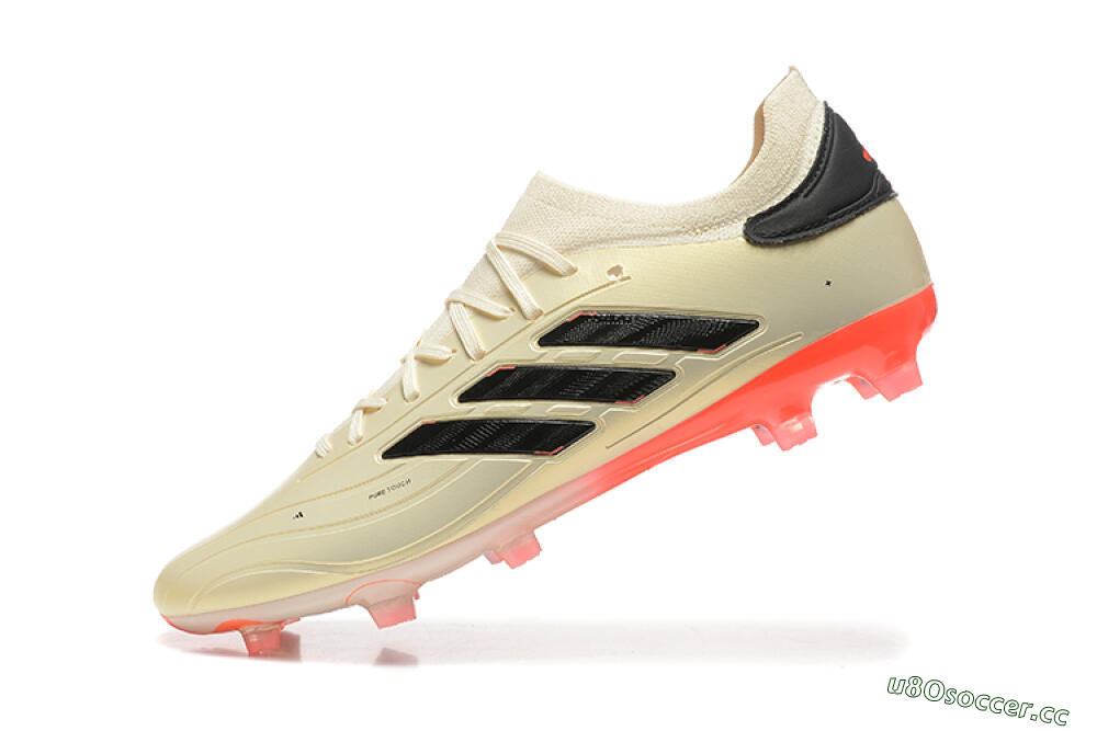 Men's Adidas Copa Pure 2+ FG Firm Ground Low-Tops Football Boots - Beige/Black/Red 8