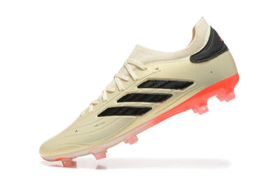 Men's Adidas Copa Pure 2+ FG Firm Ground Low-Tops Football Boots - Beige/Black/Red