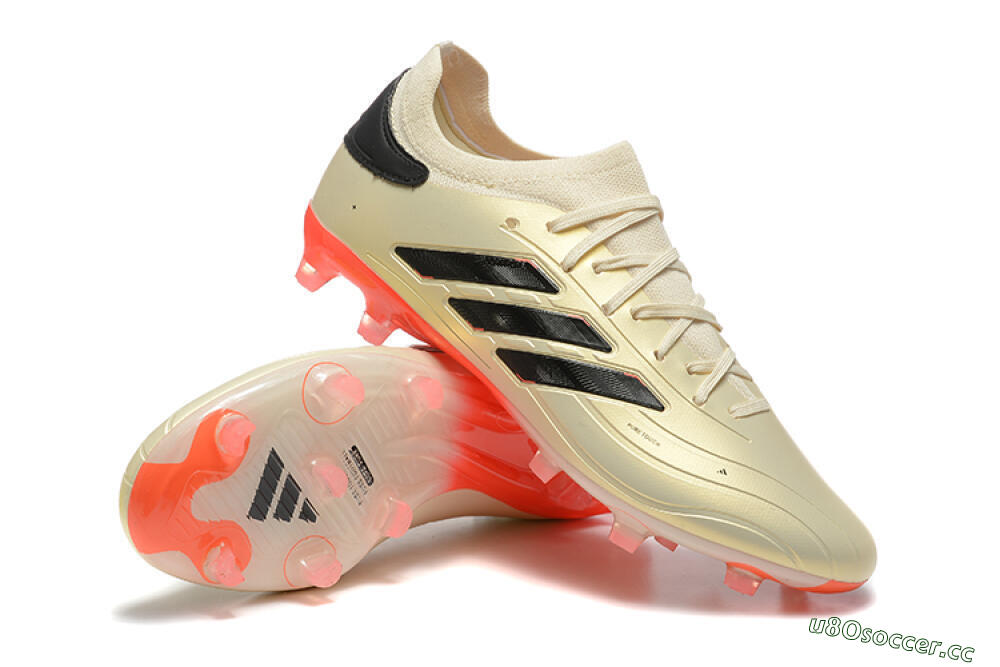 Men's Adidas Copa Pure 2+ FG Firm Ground Low-Tops Football Boots - Beige/Black/Red 4